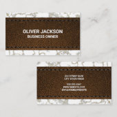 Brown Stitched Leather | Goldmarmor Visitenkarte (Vorne/Hinten)