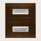 Brown Stitched Leather Visitenkarten (Außenseite Aufgefaltet)