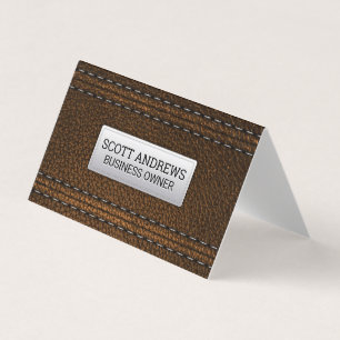 Brown Stitched Leather Visitenkarten