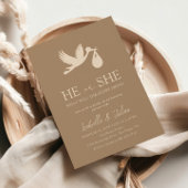Brown Stork Baby Delivery He or she Gender Reveal Einladung