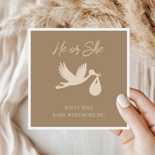 Brown Stork Baby Delivery He or she Gender Reveal Serviette