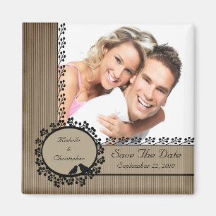 Brown-Streifen-Liebe-Vogel-Foto-Save the Date Magnet