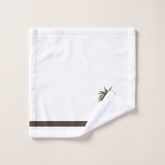 Brown-Streifen und grüne Palme Badhandtuch Set (Waschlappen)