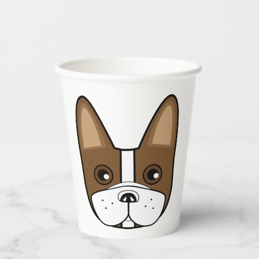 Brown Strip French Bulldog Face Pappbecher (Vorderseite)