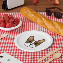 Brown Stripe French Bulldog Face Pappteller