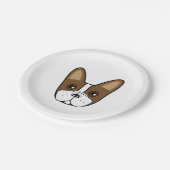 Brown Stripe French Bulldog Face Pappteller (Schrägansicht)