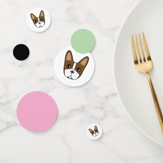 Brown Stripe French Bulldog Face Table Confetti Konfetti (Gruppe)
