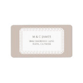 Brown Stripe Lace Doily Wedding Return Address Adressaufkleber (Vorne)