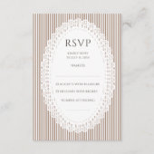 Brown Stripe Lace Doily Wedding RSVP Enclosure Begleitkarte (Vorderseite)