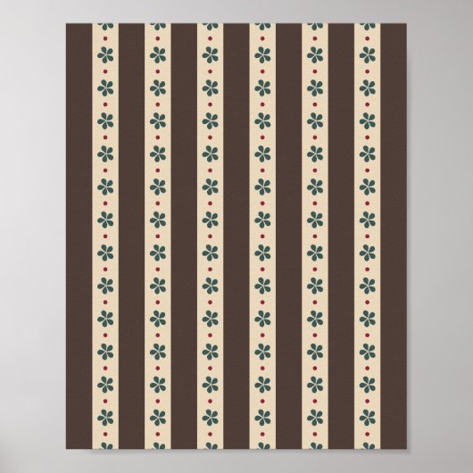 Brown Stripes And Flowers Poster (Vorne)