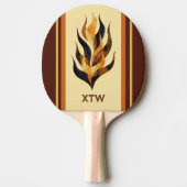 Brown Stripes and Orange Dragon Flames Monogram Tischtennis Schläger (Vorderseite)