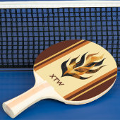 Brown Stripes and Orange Dragon Flames Monogram Tischtennis Schläger