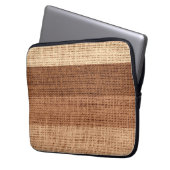 Brown Stripes Burlap Rustic Jute Laptopschutzhülle (Vorderseite Links)