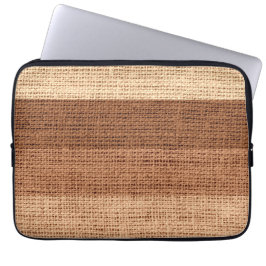 Brown Stripes Burlap Rustic Jute Laptopschutzhülle