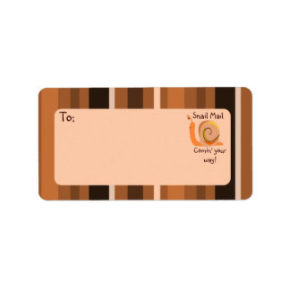 Brown Stripes Snail Mail Postadresse Labels Adressaufkleber