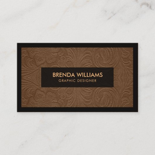 Brown Suede Leather Floral Pattern Visitenkarte (Vorderseite)