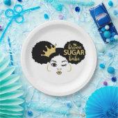 Brown Sugar Babe in Schwarz und Gold Pappteller (Party)