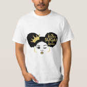 Brown Sugar Babe in Schwarz und Gold T-Shirt (Vorderseite)