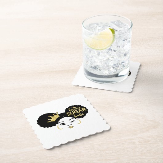 Brown Sugar Babe in Schwarz und Gold Untersetzer (Vor Ort)