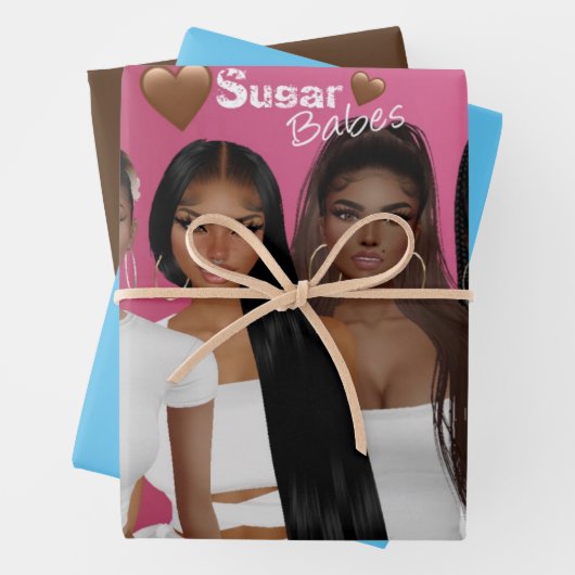 Brown Sugar Babes Gift Wrap 6 Geschenkpapier Set (Beispiel)