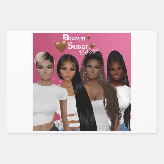 Brown Sugar Babes Gift Wrap 6 Geschenkpapier Set (Vorderseite)