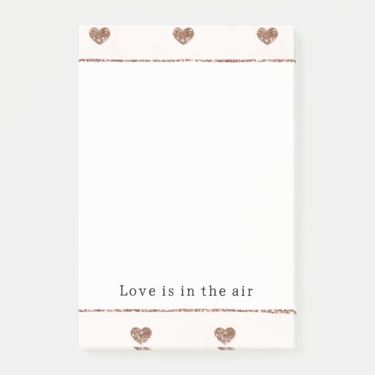 Brown Sugar Blush Pink Glitter Hearts Post-it Klebezettel (Vorderseite)