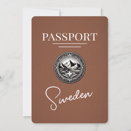 Brown Sweden Passport Save the Date (Vorderseite)