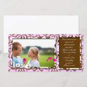 Brown Swirl Damask & Gerbers auf blau Save the Dat Date (Vorne/Hinten)