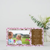 Brown Swirl Damask & Gerbers auf blau Save the Dat Date (Stehend Vorderseite)