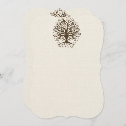 Brown Swirl Tree Roots of Liebe Wedding Einladung (Vorne/Hinten)