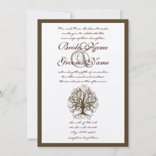 Brown Swirl Tree Roots of Liebe Wedding Einladung