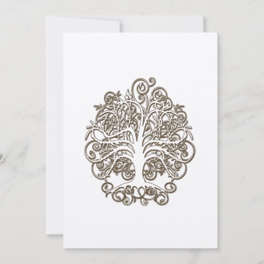 Brown Swirl Tree Roots of Liebe Wedding Einladung (Vorderseite)