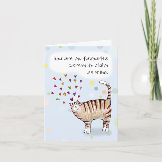 Brown Tabby Cat I love you Folded Greeting Card Karte (Vorderseite)