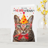 Brown Tabby Cat MEOWvelous Birthday Karte (Gelbe Blume)