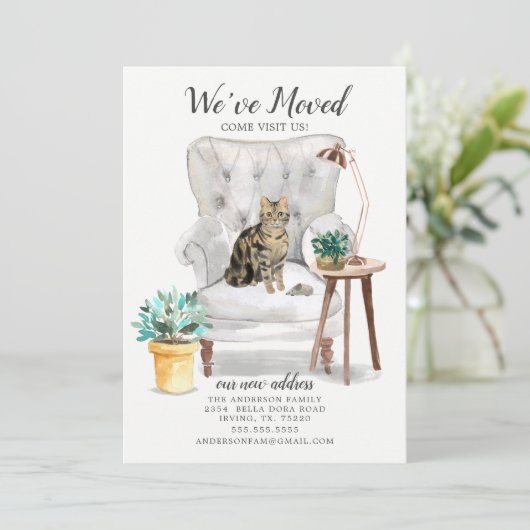 Brown Tabby Cat Moving Ankündigung (Stehend Vorderseite)