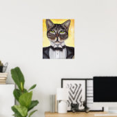 Brown Tabby Cat Wearing Tuxedo Feline Dandy Poster (Heimbüro)