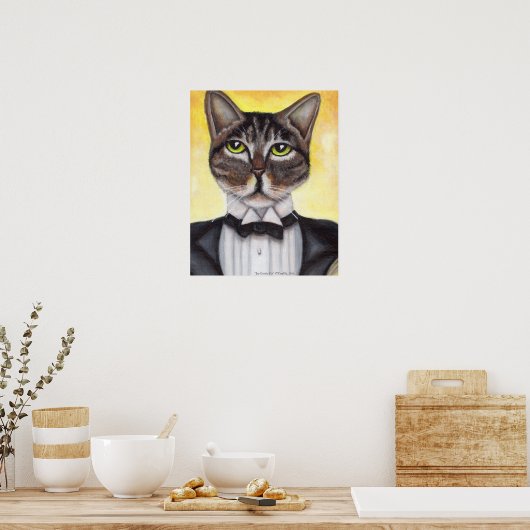Brown Tabby Cat Wearing Tuxedo Feline Dandy Poster (Küche)