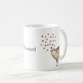 Brown Tabby Cat with Hearts Custom Name  Kaffeetasse (VorderseiteRechts)