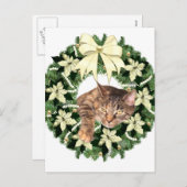 Brown tabby Christmas Feiertagspostkarte (Vorne/Hinten)