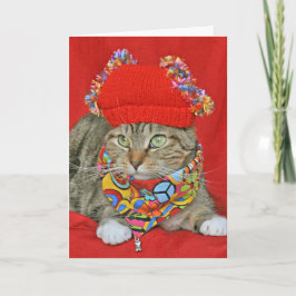 Brown tabby Hippie Valentine's or Birthday card Karte