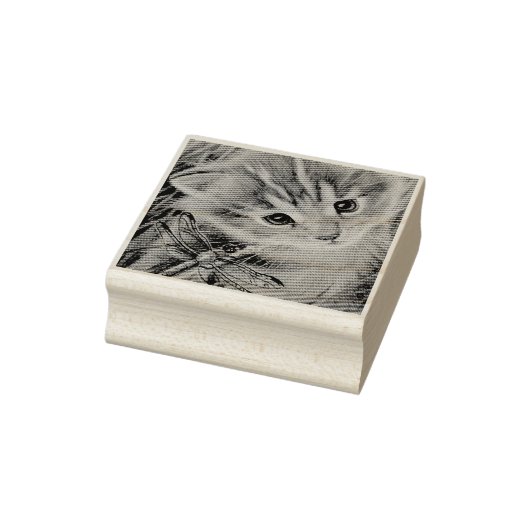 Brown Tabby Kitten & Dragonfly Gummistempel (Stempel)