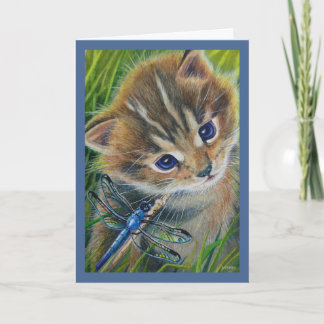 Brown Tabby Kitten & Dragonfly Kunst & Kultur Karte