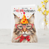 Brown Tabby Maine Coon Cat MEOWvelous Birthday Karte (Gelbe Blume)