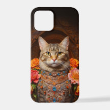Brown Tabby mit Blume und Viktorianischem Stil