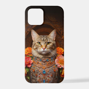 Brown Tabby mit Blume und Viktorianischem Stil iPhone 12 Pro Hülle