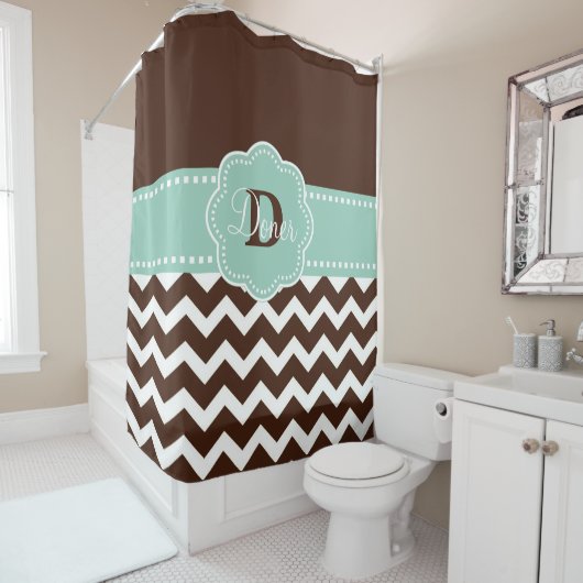 Brown-tadelloses Zickzack personalisiertes Duschvorhang (Beispiel)