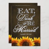 Brown-Tafel-Sonnenblume-Hochzeits-Einladungen Einladung (Vorne/Hinten)