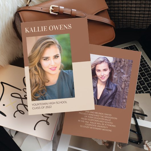 Brown Tan 2 Foto Abschluss Ankündigung