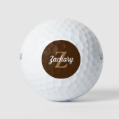 Brown Tan and White Monogram and Name Personalisie Golfball (Vorderseite)
