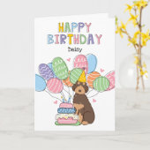 Brown Tan Aussiedoodle Dog Happy Birthday Karte (Gelbe Blume)